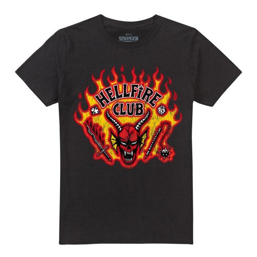 Front - Stranger Things 5 Unisex Adult Hellfire Flames T-Shirt