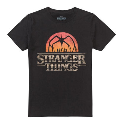 Front - Stranger Things 5 Unisex Adult Sunset Logo T-Shirt
