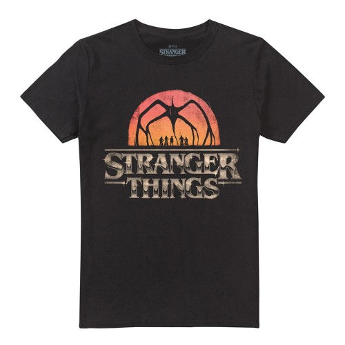 Front - Stranger Things 5 Unisex Adult Sunset Logo T-Shirt
