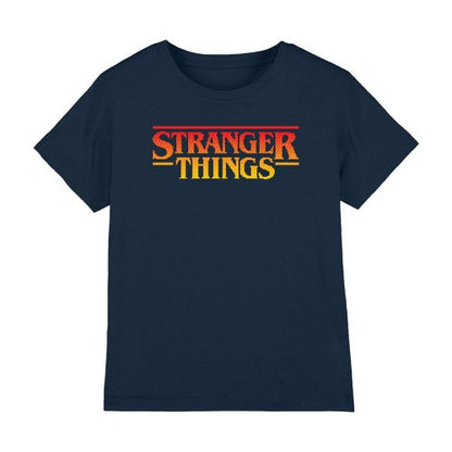 Front - Stranger Things Childrens/Kids Pixel Sunset Logo T-Shirt