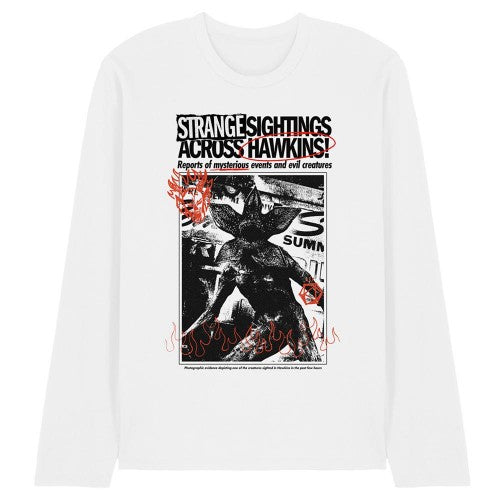 Front - Stranger Things 5 Unisex Adult Sighting Demogorgon Newspaper Long-Sleeved T-Shirt