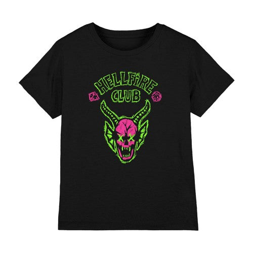 Front - Stranger Things Childrens/Kids Hellfire Sketch Logo T-Shirt