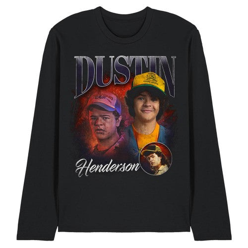 Front - Stranger Things 5 Unisex Adult Dustin Homage Long-Sleeved T-Shirt