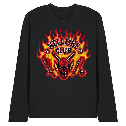 Front - Stranger Things 5 Unisex Adult Hellfire Flames Long-Sleeved T-Shirt
