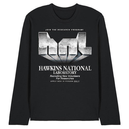 Front - Stranger Things 5 Unisex Adult Hawkins Lab Logo Long-Sleeved T-Shirt
