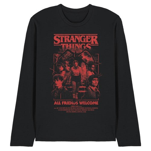 Front - Stranger Things 5 Unisex Adult Group Horror Mind Flayer Movie Poster Long-Sleeved T-Shirt