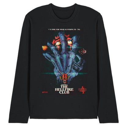 Front - Stranger Things 4 Unisex Adult Hellfire Poster Long-Sleeved T-Shirt