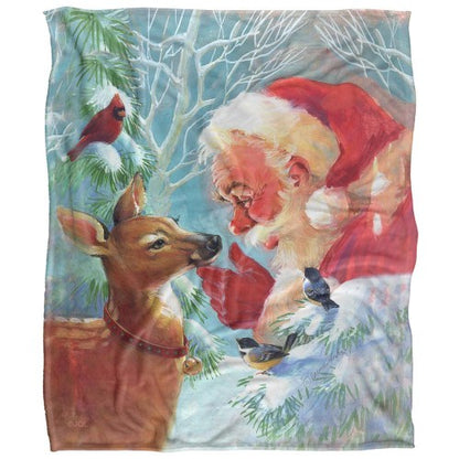 Front - JQ Licensing Silky Fawn Santa Claus Christmas Supersoft Blanket