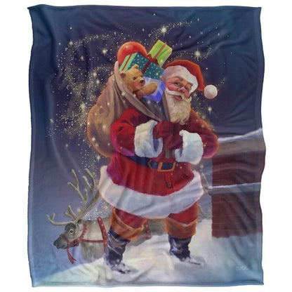 Front - JQ Licensing Chimney Magic Silky Santa Christmas Supersoft Blanket