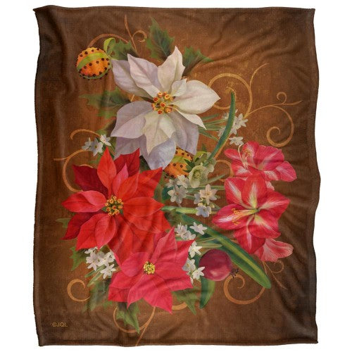 Front - JQ Licensing Silky Poinsettia Supersoft Blanket