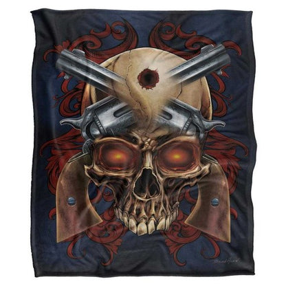 Front - JQ Licensing Silky Skull & Guns Supersoft Blanket