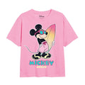 Front - Disney Girls Surf Mickey Mouse Gradient T-Shirt
