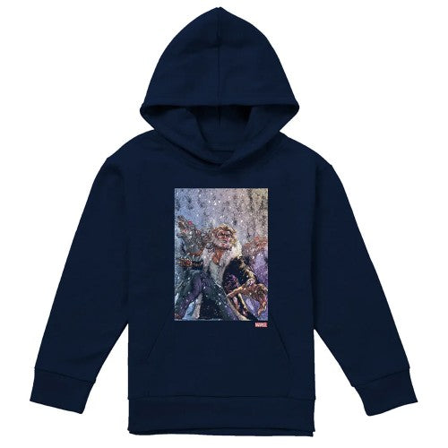 Navy-Navy - Front - X-Men Childrens-Kids Dogs Pull Over Hoodie