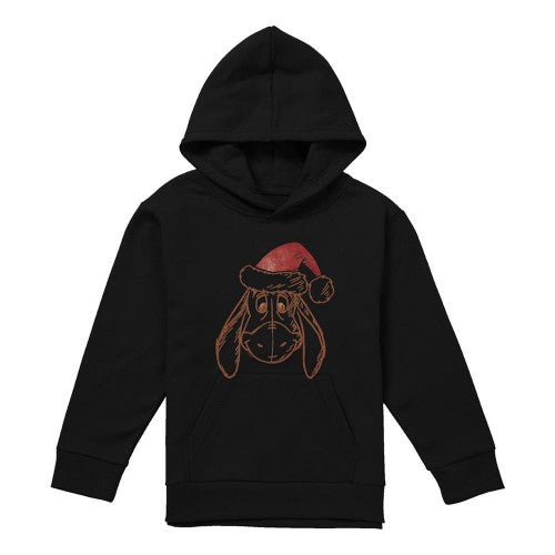 Front - Winnie the Pooh Childrens/Kids Eeyore Santa Hat Heather Hoodie