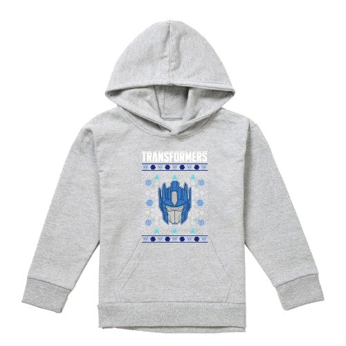Front - Transformers Childrens/Kids Optimus Prime Heather Christmas Hoodie