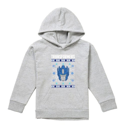 Front - Transformers Childrens/Kids Optimus Prime Heather Christmas Hoodie