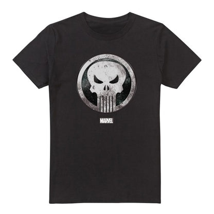 Front - The Punisher Mens Worn Skull T-Shirt