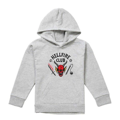 Front - Stranger Things Childrens/Kids Hellfire Club Heather Hoodie