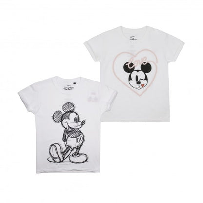 Front - Disney Girls Love Mickey & Minnie Mouse T-Shirt (Pack of 2)
