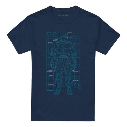 Front - Robocop Unisex Adult Schematic T-Shirt