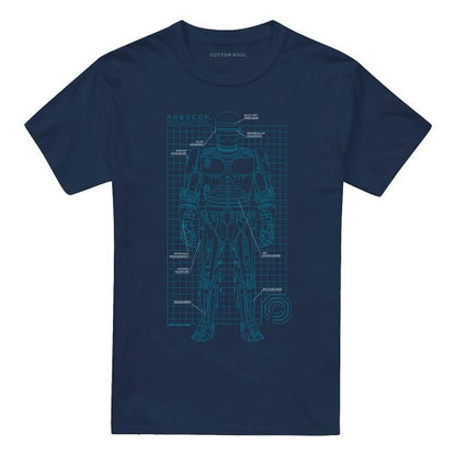 Front - Robocop Unisex Adult Schematic T-Shirt