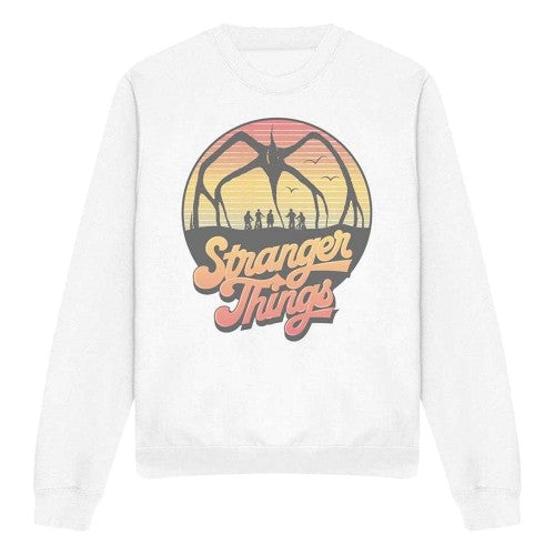 Front - Stranger Things Unisex Adult 80s Sunset Group Mind Flayer Sweatshirt