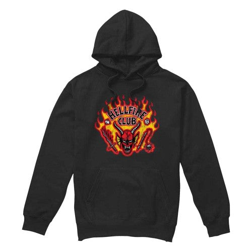 Front - Stranger Things Unisex Adult Hellfire Club Flames Hoodie