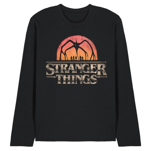 Front - Stranger Things 5 Unisex Adult Mindflayer Sunset Logo Long-Sleeved T-Shirt
