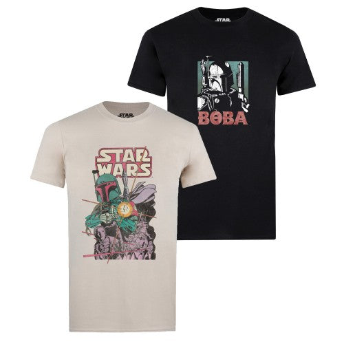 Front - Star Wars Mens Boba Fett T-Shirt (Pack of 2)