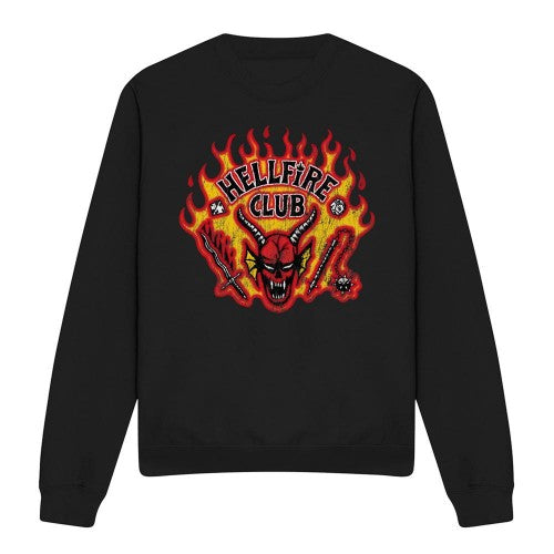 Front - Stranger Things Unisex Adult Hellfire Flames Sweatshirt