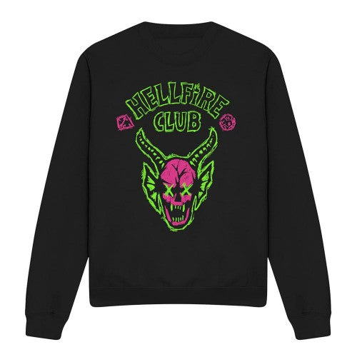 Front - Stranger Things Unisex Adult Hellfire Sketch Logo Sweatshirt