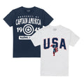 Front - Captain America Mens Collegiate T-Shirt (Pack of 2)