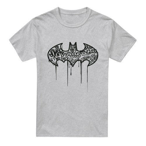 Front - Batman Mens Graffiti Heather Logo T-Shirt