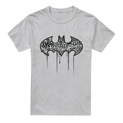 Front - Batman Mens Graffiti Heather Logo T-Shirt