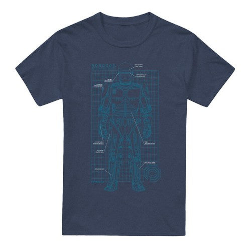 Front - Robocop Unisex Adult Schematic Heather T-Shirt