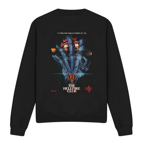 Front - Stranger Things Unisex Adult Hellfire Club Poster Sweatshirt