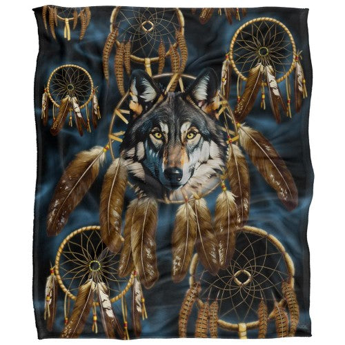 Front - JQ Licensing Silky Dreamcatcher Wolf Supersoft Blanket