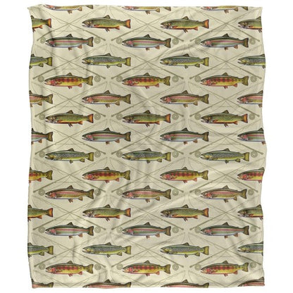 Front - JQ Licensing Silky Trout Crossed Fishing Rods Supersoft Blanket