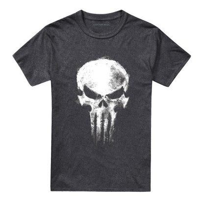 Front - Daredevil Unisex Adult Born Again Punisher Skull Heather T-Shirt