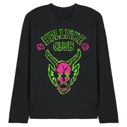 Front - Stranger Things 5 Unisex Adult Hellfire Neon Graffiti Logo Long-Sleeved T-Shirt