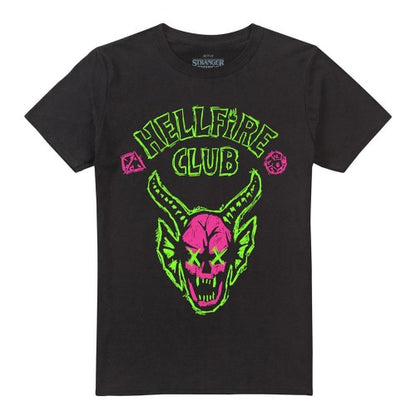 Front - Stranger Things 5 Unisex Adult Hellfire Neon Graffiti Logo T-Shirt