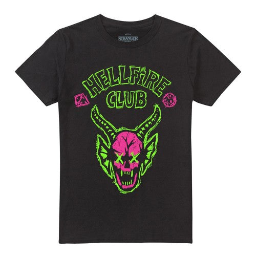 Front - Stranger Things 5 Unisex Adult Hellfire Neon Graffiti Logo T-Shirt