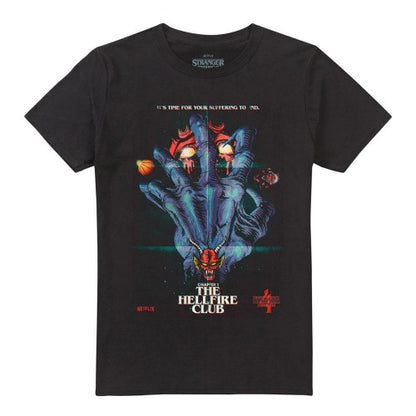 Front - Stranger Things 4 Unisex Adult Hellfire Club Poster T-Shirt