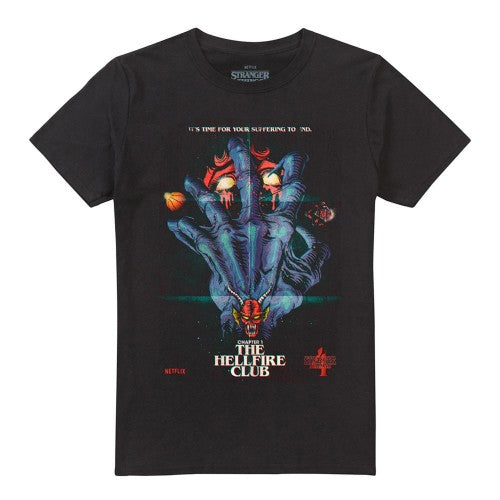 Front - Stranger Things 4 Unisex Adult Hellfire Club Poster T-Shirt