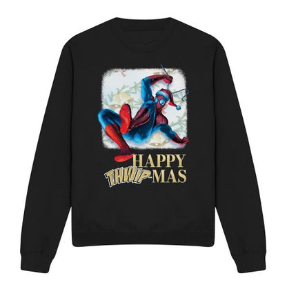 Front - Spider-Man Unisex Adult Happy Thwipmas Christmas Window Sweatshirt