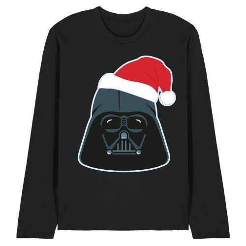 Front - Star Wars Unisex Adult Darth Vader Santa Hat Long-Sleeved Christmas T-Shirt