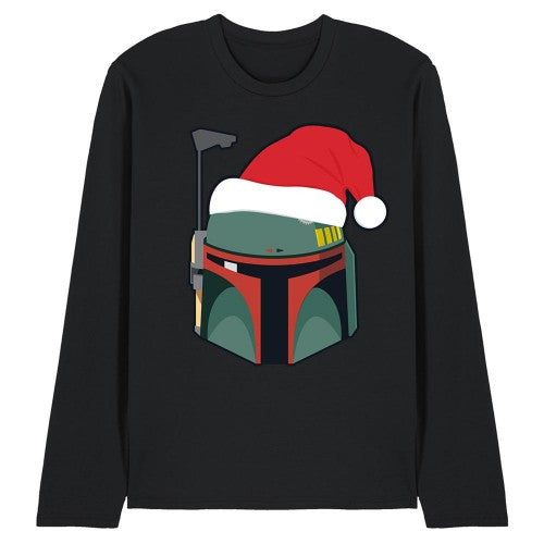 Front - Star Wars Unisex Adult Boba Fett Santa Hat Long-Sleeved T-Shirt