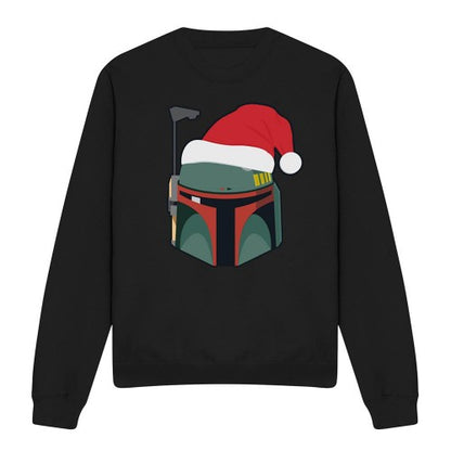 Front - Star Wars Unisex Adult Boba Fett Santa Hat Christmas Sweatshirt