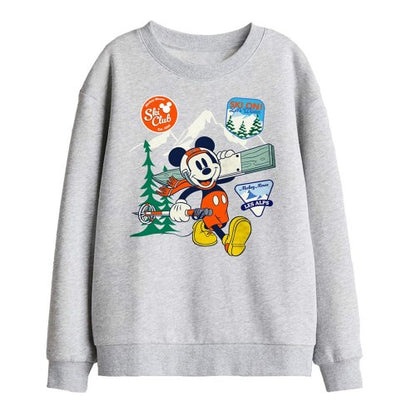 Front - Disney Childrens/Kids Ski Club Mickey Mouse Badge Heather Sweatshirt