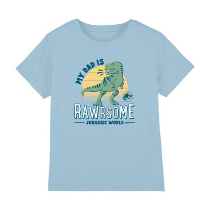 Front - Jurassic World Childrens/Kids My Dad Is Rawrsome T-Rex T-Shirt